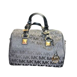 Michael Kors Black and Gold Grayson Monogram Handbag